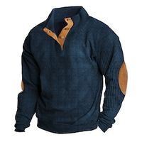 Voor heren Sweatshirt Sweatshirt met kwartrits Marineblauw Opstaande boord Effen Lapwerk Kleurenblok Sport Outdoor Dagelijks Feestdagen Corduroy Streetwear Basic Casual Lente Herfst Kleding miniinthebox - thumbnail