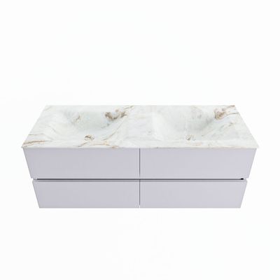 MONDIAZ VICA-DLUX 130cm badmeubel onderkast Cale 4 lades. Inbouw wastafel CLOUD dubbel zonder kraangat, kleur Frappe.