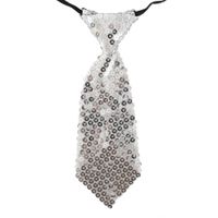 Carnaval verkleed stropdas pailletten zilver 19 cm   -