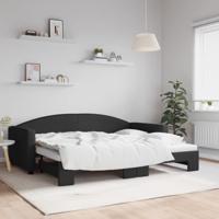Slaapbank met onderschuifbed 90x200 cm stof zwart