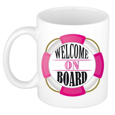 Cadeau koffie/thee mok voor nieuwe collega - welkom - roze - 300 ml Cadeau koffie/thee mok voor nieuwe collega - welkom - roze - 300 ml