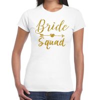 Bride Squad Cupido goud glitter t-shirt wit dames