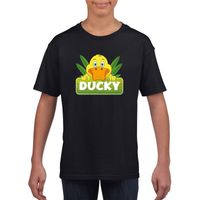 T-shirt zwart voor kinderen met Ducky de eend - thumbnail