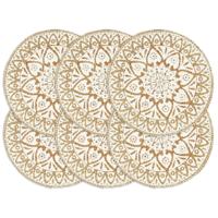 VidaXL Placemats 6 st rond 38 cm jute wit