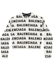 Balenciaga pull à logo en intarsia - Blanc