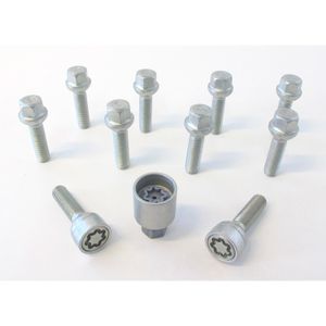 H&R Wielboutenset bolkonisch R12 M12x1.50 - Lengte 45mm - 10 stuks (bv. Mercedes) - incl. wielsloten HR1254502SET