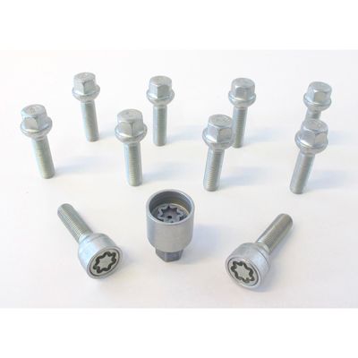 H&R Wielboutenset bolkonisch R12 M12x1.50 - Lengte 45mm - 10 stuks (bv. Mercedes) - incl. wielsloten HR1254502SET