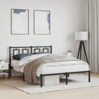 Bedframe met hoofdbord metaal zwart 140x190 cm