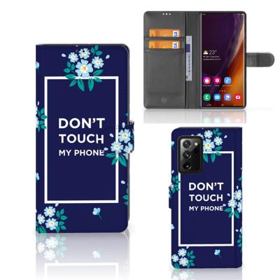 Samsung Galaxy Note20 Ultra Portemonnee Hoesje Flowers Blue DTMP Samsung Galaxy Note20 Ultra Portemonnee Hoesje Flowers Blue DTMP