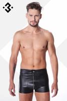 * Code8 by XXX COLLECTION Zwart leren Short met rits aan voorzijde (XS)