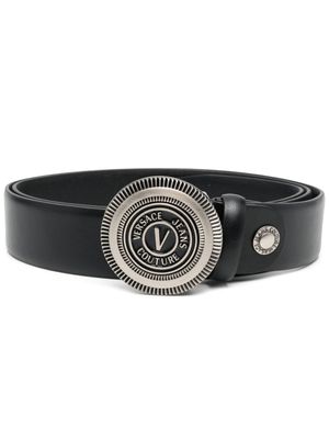 Versace Jeans Couture ceinture en cuir à boucle logo - Noir