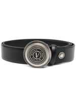 Versace Jeans Couture ceinture en cuir à boucle logo - Noir