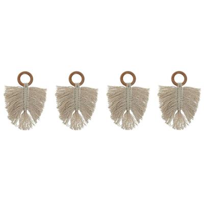 Servetring Home ESPRIT Natuurlijk Acacia Macramé 13 x 1 x 18 cm 4 Onderdelen