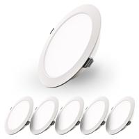Set van 6 Georgia LED platte Inbouwspots wit - inbouwdiepte 25mm - 12W 1160lm - Rond - 6500K Daglicht Wit - Ø170 mm - IP20 voor binnen