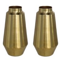 2x Stuks Bloemenvazen van metaal 26 x 13 cm kleur metallic goud