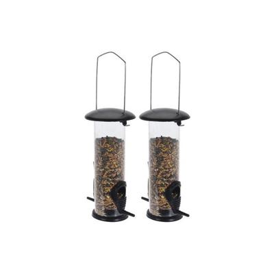 Pro Garden Tuinvogels hangende voeder silo - 2x - 8 x 23 cm - Winter vogelvoer serveren