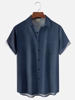 Moisture-wicking Gradient Color Chest Pocket Short Sleeve Casual Shirt