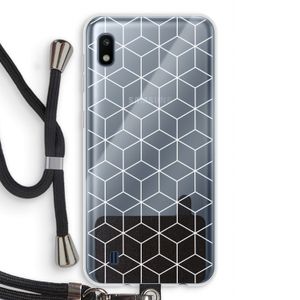 Zwart-witte kubussen: Samsung Galaxy A10 Transparant Hoesje met koord