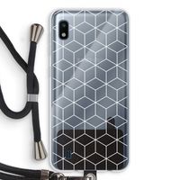 Zwart-witte kubussen: Samsung Galaxy A10 Transparant Hoesje met koord