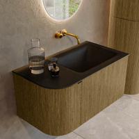 Badmeubel Mondiaz Kurve | 85 cm cm | Meubelkleur Dusk | Wastafelkleur Urban | Solid surface | Wasbak rechter zijde spoelbak | Zonder kraangat(en)