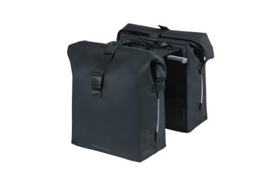 Basil soho dubbele fietstas nordlicht - waterdicht, pu, rolltopsluiting, geschikt voor mik, 41 ltr, night zwart