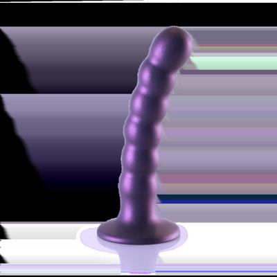 Ouch! by Shots Beaded Silicone G-Spot Dildo - 5'' / 13 cm - Metallic Paars