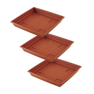 Bloempot/plantenpot - 3x - terra cotta - onderschaal/opvangbord - kunststof - diameter 31 cm