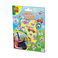 Raam/autoraam kinder stickers - 38x stuks - herbruikbaar - dieren en voertuigen