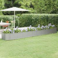 Plantenbak 440x80x36 cm gepoedercoat staal zilverkleurig