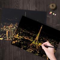 Bright City DIY tekening Picture wandschildering kraskaart gouden nacht weergave verf Arts papier handgeschilderde huisdecoratie creatieve hand gemaak