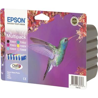 Epson Inktcartridge T0807 Origineel Combipack Zwart, Cyaan, Magenta, Geel, Foto cyaan, Foto magenta C13T08074011
