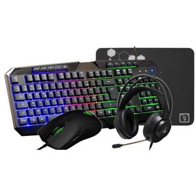 4-in-1 gamerpakket - The G-Lab - COMBO NATRIUM - Bekabelde muis - Bedraad toetsenbord - Bekabelde hoofdtelefoon - Muismat