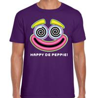 Bellatio Decorations Foute Party T-shirt voor heren - happy de peppie - paars - carnaval/themafeest 2XL  - - thumbnail