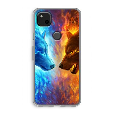 Fire & Ice: Google Pixel 4a Transparant Hoesje