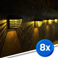 Zwarte solar wandlamp stripe op zonne-energie set van 8