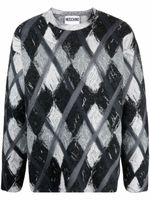 Moschino pull en laine mélangée à losanges - Gris