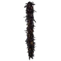 Kerst boa - veren slinger - zwart/goud - 180 cm - 50 gram - kerstboomversiering - kerstslinger