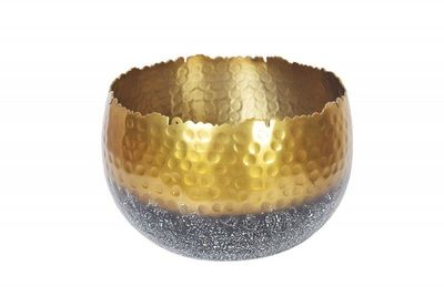 Handgemaakte decoratieve kom ORIENT 19cm goud met patina in klassiek gehamerd ontwerp - 41562