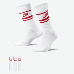 Nike Sportswear Everyday Essential Sportsokken 3-Pack Wit Rood