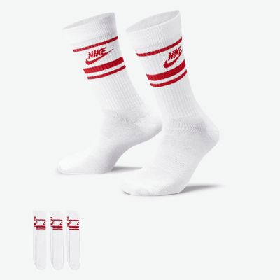 Nike Sportswear Everyday Essential Sportsokken 3-Pack Wit Rood