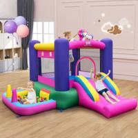 Springkasteel met Glijbaan Springgebied Basketbalmand Ballenbad Ringwerpspel Werpspel Binnen en Buiten Incl. Draagtas Reparatieset Springkasteel met Glijbaan Springgebied Basketbalmand Ballenbad Ringwerpspel Werpspel Binnen en Buiten Incl. Draagtas Reparatieset