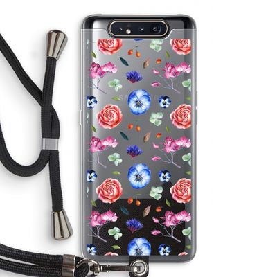Bloemetjes: Samsung Galaxy A80 Transparant Hoesje met koord