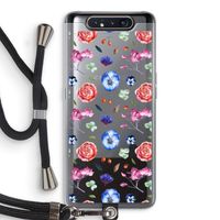Bloemetjes: Samsung Galaxy A80 Transparant Hoesje met koord