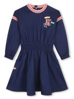 Kenzo Kids robe évasée en coton à logo - Bleu