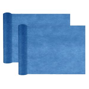 Tafelloper op rol - 2x - donkerblauw - 30 cm x 10 m - non woven polyester