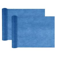 Tafelloper op rol - 2x - donkerblauw - 30 cm x 10 m - non woven polyester - thumbnail