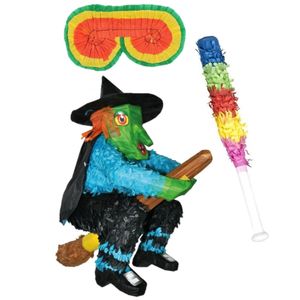 Verjaardag Pinata Heks van 48 cm set met stok en masker