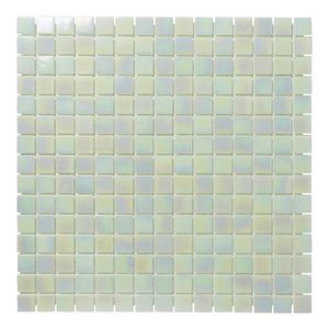 Tegelsample: The Mosaic Factory Amsterdam vierkante glasmozaïek tegels 32x32 lichtgroen parel