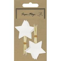 Cocktailprikkers - 10x - witte sterren - 8 cm - tapas - feestartikelen/hobbyartikelen