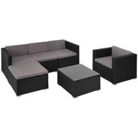 tectake® - Wicker loungeset Lignano met fauteuil - zwart - thumbnail